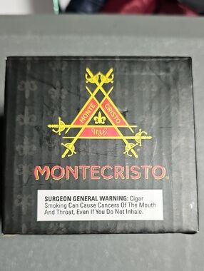 GOLD TONE CIGAR ASHTRAY EMBOSSED WITH MONTECRISTO LOGO